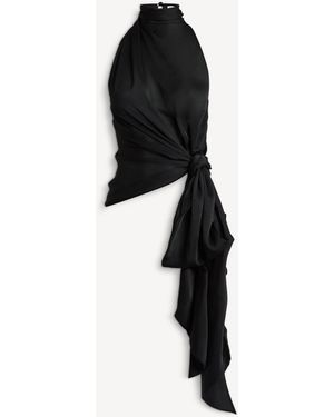 Balmain Open-Back Silk Chiffon Top - Black