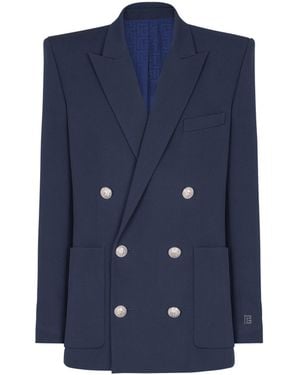 Balmain Grain De Poudre Blazer - Blue