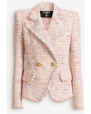 Balmain Tweed 2-Button Jacket - Pink