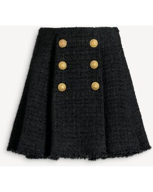 Balmain Flared Tweed Skirt - Black