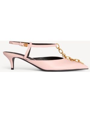 Balmain Sync Chain Kitten Slingbacks - White