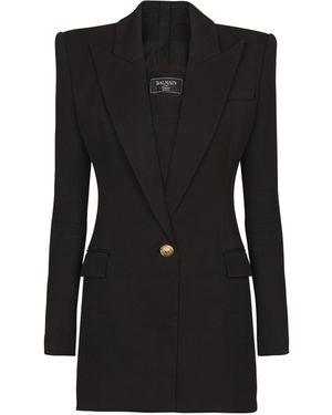 Balmain Tailored Two Pockets Double-Collar Mini Dress - Black