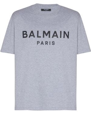 Balmain Printed Cotton T-Shirt - Grey