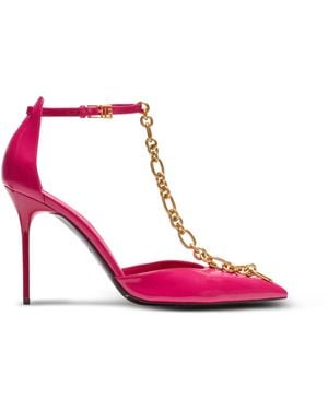 Balmain Sync Shiny Lambskin Stilettos - Pink