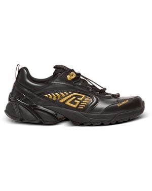 Balmain Cosmic Dust Glazed Leather Trainers - Black