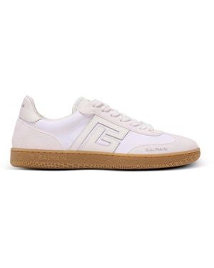 Balmain Leather And Canvas Swan Sneakers - White