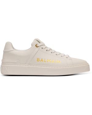 Balmain B-Court Printed Calfskin Sneakers - White
