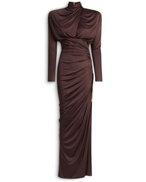 Balmain Long Flowing Jersey Dress - Brown