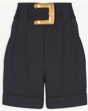 Balmain Grain De Poudre Shorts With Belt - Blue