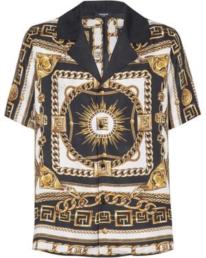 Balmain Printed Pajama Shirt With Foulard Chaînes Pattern - Gray