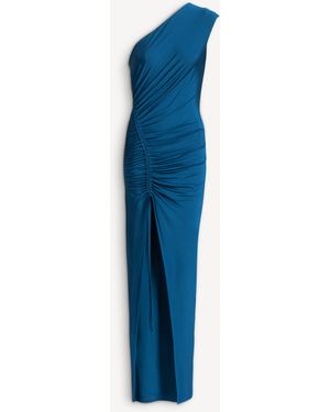 Balmain Long Draped Jersey Dress - Blue