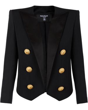 Balmain Blazer With Satin Lapels - Black