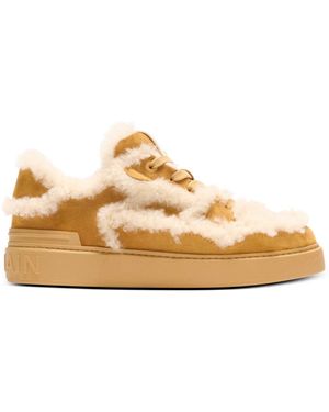 Balmain B-Court Flip Shearling Sneakers - Metallic