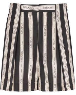 Balmain Jacquard Pleated Shorts - Black
