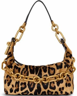 Balmain Sync Medium Leopard Print Leather Bag - Metallic