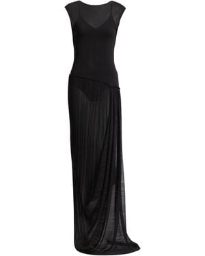 Balmain Long Draped Viscose Dress - Black