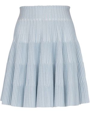 Balmain A-Line Textured Knit Skirt - Blue