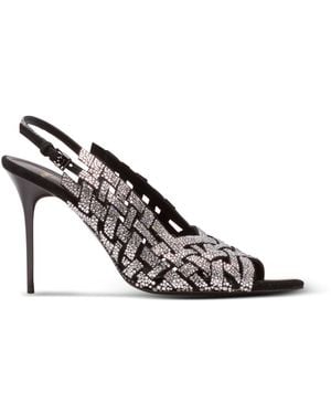 Balmain Fringed Suede And Rhinestone Sandals - Metallic