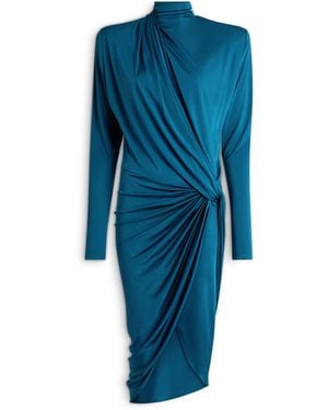 Balmain Draped Flowing Jersey Dress - Blue