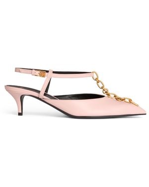 Balmain Sync Slingbacks Mit Absatz Aus Leder Mit Kette - Weiß