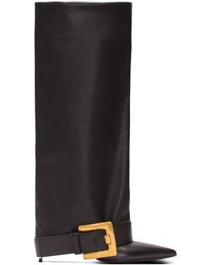Balmain Anthem Calfskin Leather Boots - Black