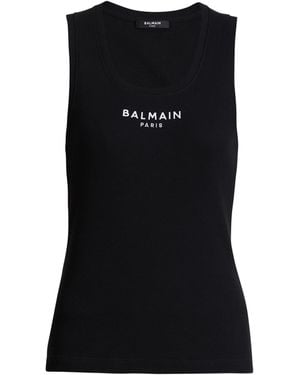 Balmain Paris Embroidered Vest Top - Black