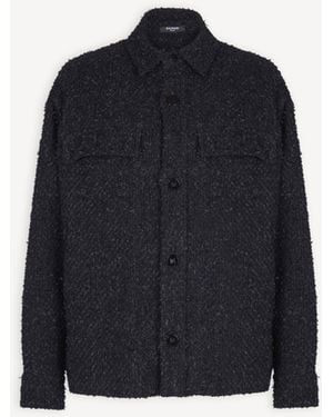 Balmain Monogram Tweed Overshirt - Blue