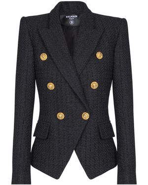 Balmain 6-Buttons Tweed Jacket - Blue