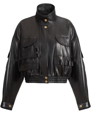 Balmain Lambskin Bomber Jacket - Black