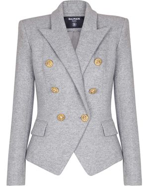 Balmain Cotton Knit 6-Buttons Jacket - Gray