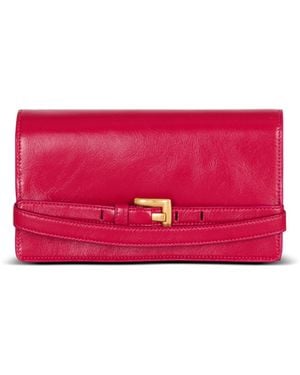 Balmain Shuffle Calfskin Wallet With Chain - Red