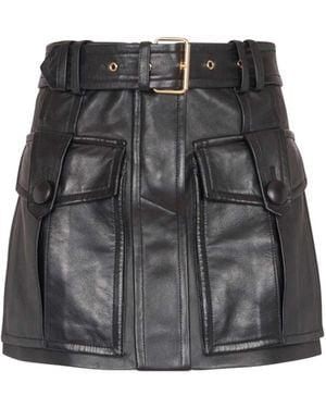 Balmain Short Lambskin Skirt - Black