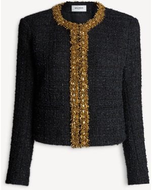 Balmain Embroidered Tweed Jacket - Black