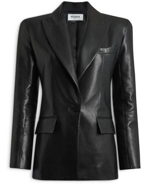 Balmain Structured-Shoulder Lambskin Jacket - Black