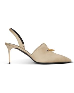 Balmain Cotton Gabardine Slingbacks With Piercing - White
