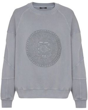 Balmain Embroidered Médaille Sweatshirt - Grey