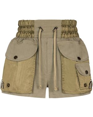 Balmain Cotton Twill Utility Shorts - Natural
