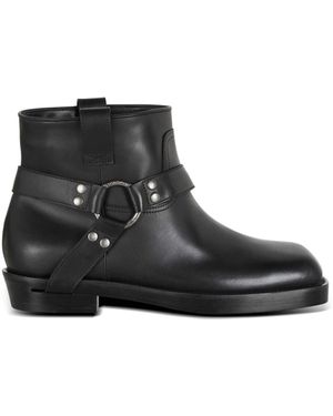 Balmain Calfskin Leather Biker Ankle Boots - Black