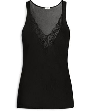 Balmain Knit Vest Top With Lace - Black