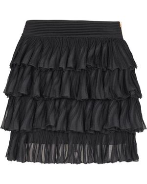 Balmain Short Ruffled Knit Skirt - Black