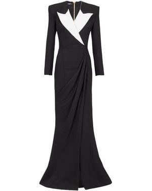 Balmain Structured Crepe Long Dress - Black