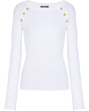 Balmain Knit Top With Buttons - White