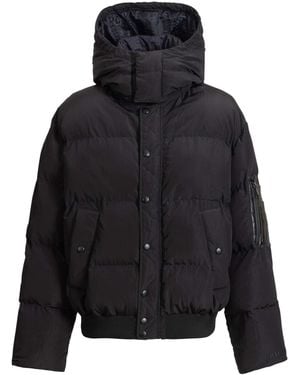 Balmain Padded Nylon And Leather Jacket - Black