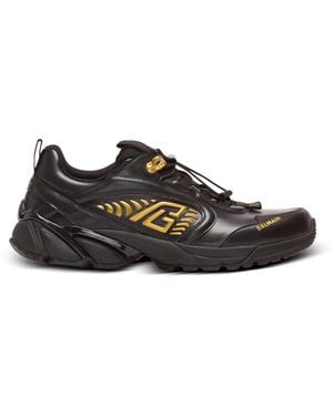 Balmain Cosmic Dust Glazed Leather Sneakers - Black