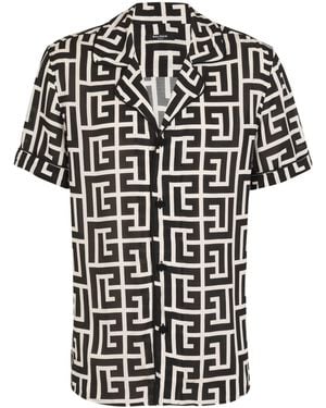 Balmain Monogram-Printed Shirt - Black