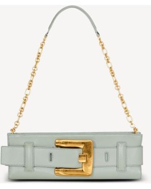 Balmain Anthem Calfskin Leather Clutch - White