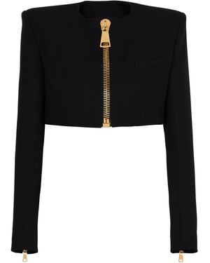 Balmain Cropped Jacket - Black