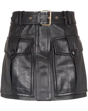 Balmain Short Lambskin Skirt - Black