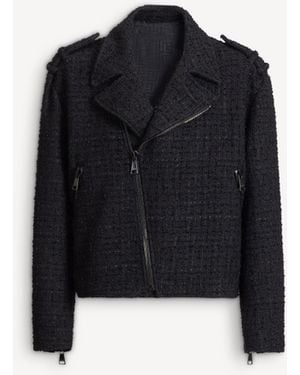 Balmain Tweed Biker Jacket - Black