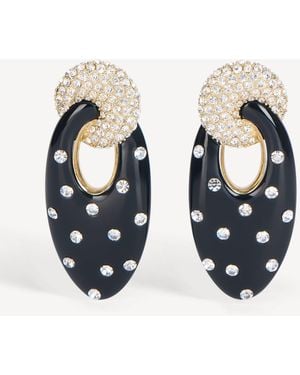 Balmain Lacquered Brass Organic Earrings With Crystals - Blue